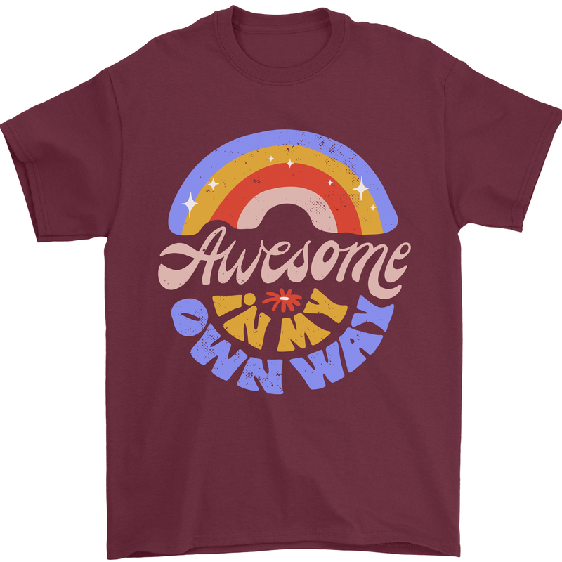 Awesome in My Own Way Different Autistic Mens T-Shirt 100% Cotton Maroon