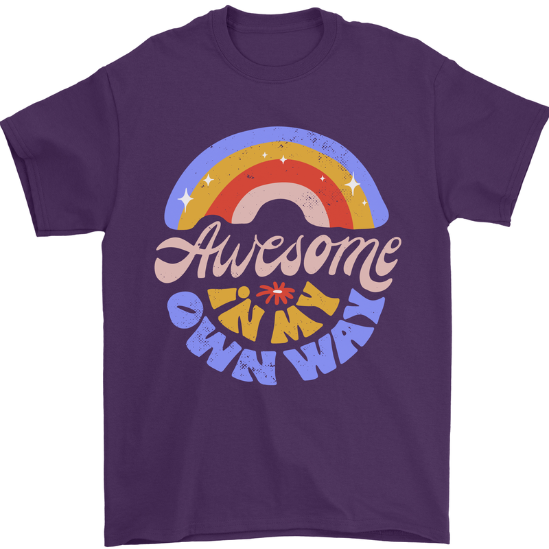 Awesome in My Own Way Different Autistic Mens T-Shirt 100% Cotton Purple