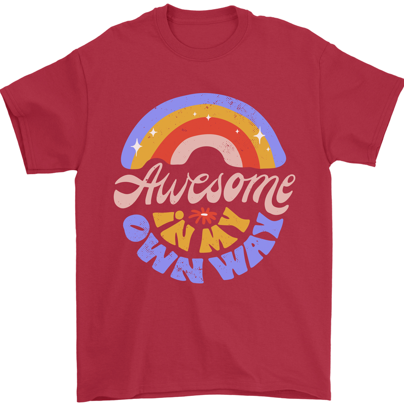 Awesome in My Own Way Different Autistic Mens T-Shirt 100% Cotton Red
