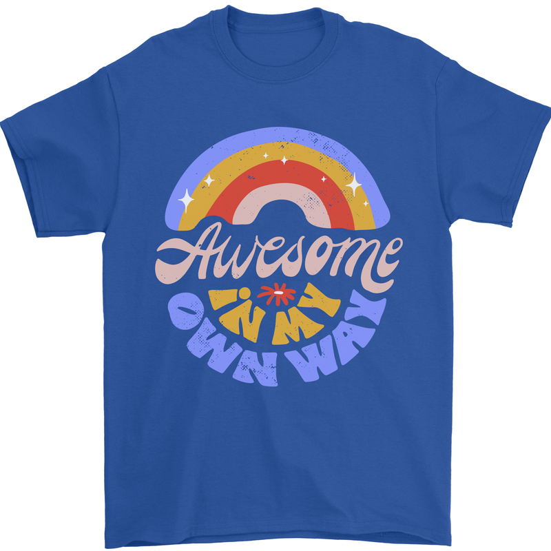 Awesome in My Own Way Different Autistic Mens T-Shirt 100% Cotton Royal Blue