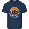 Awesome in My Own Way Different Autistic Mens V-Neck Cotton T-Shirt Navy Blue
