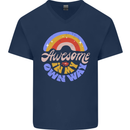 Awesome in My Own Way Different Autistic Mens V-Neck Cotton T-Shirt Navy Blue