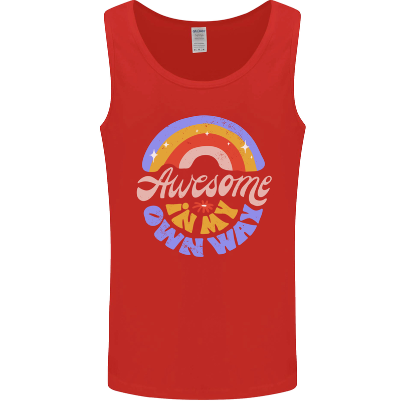 Awesome in My Own Way Different Autistic Mens Vest Tank Top Red