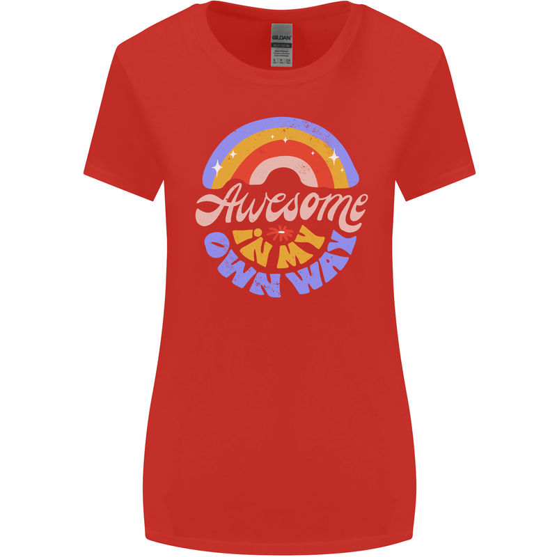 Awesome in My Own Way Different Autistic Womens Wider Cut T-Shirt Red