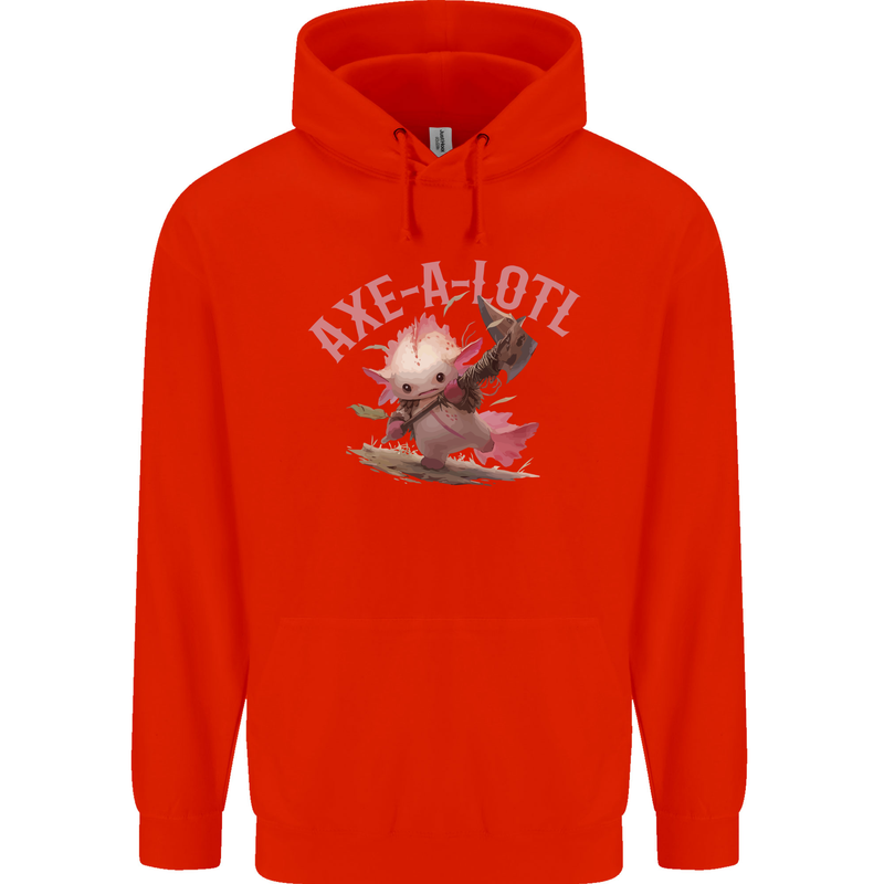 Axe-A-Alotl Funny Medieval Warrior Mens 80% Cotton Hoodie Bright Red