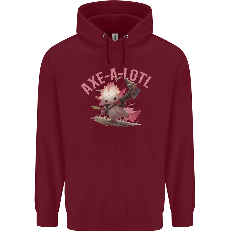 Axe-A-Alotl Funny Medieval Warrior Mens 80% Cotton Hoodie Maroon