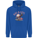 Axe-A-Alotl Funny Medieval Warrior Mens 80% Cotton Hoodie Royal Blue