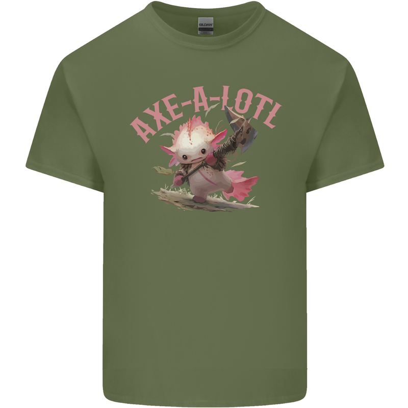 Axe-A-Alotl Funny Medieval Warrior Mens Cotton T-Shirt Tee Top Military Green