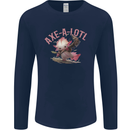 Axe-A-Alotl Funny Medieval Warrior Mens Long Sleeve T-Shirt Navy Blue