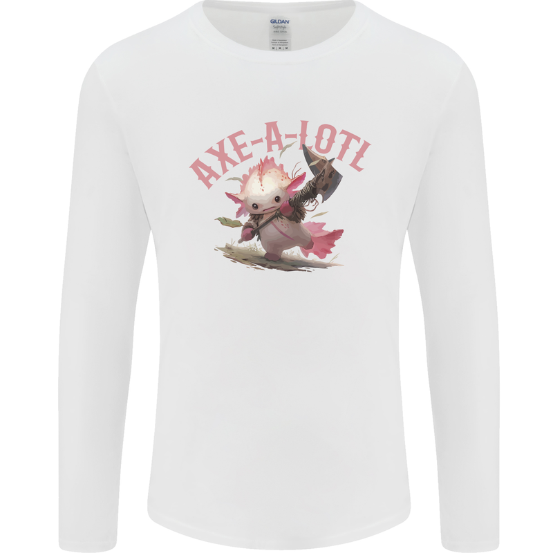 Axe-A-Alotl Funny Medieval Warrior Mens Long Sleeve T-Shirt White