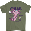 Axoloti Anatomy Mens T-Shirt 100% Cotton Military Green