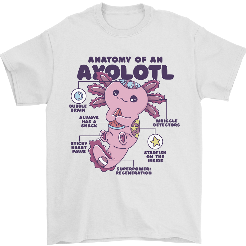 Axoloti Anatomy Mens T-Shirt 100% Cotton White