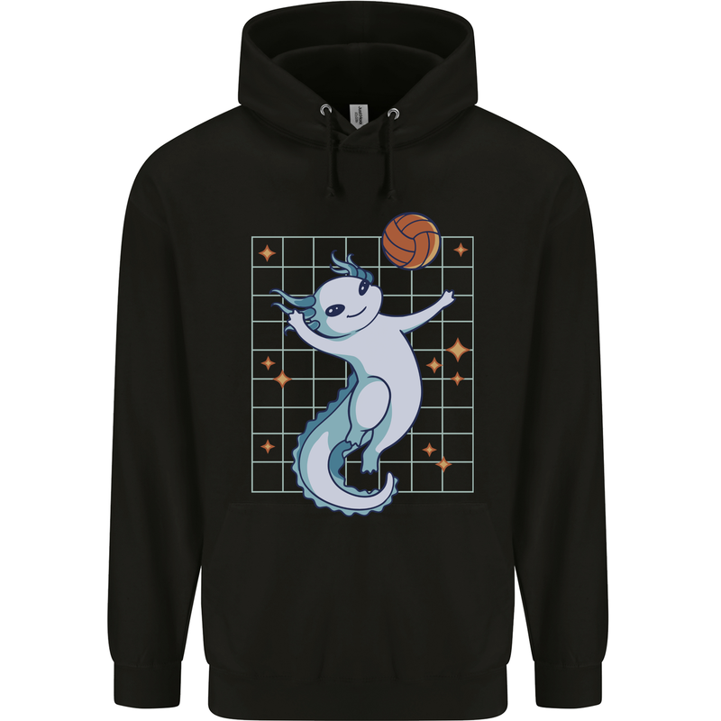 Axolotl Playing Volleyball Mens 80% Cotton Hoodie Black