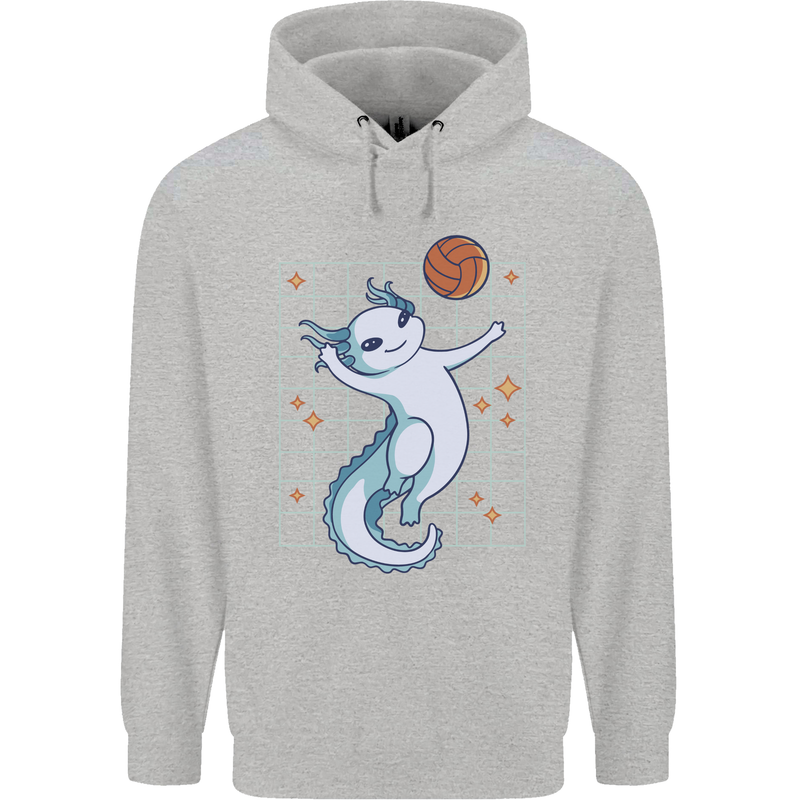 Axolotl Playing Volleyball Mens 80% Cotton Hoodie Sports Grey