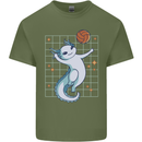 Axolotl Playing Volleyball Mens Cotton T-Shirt Tee Top Military Green
