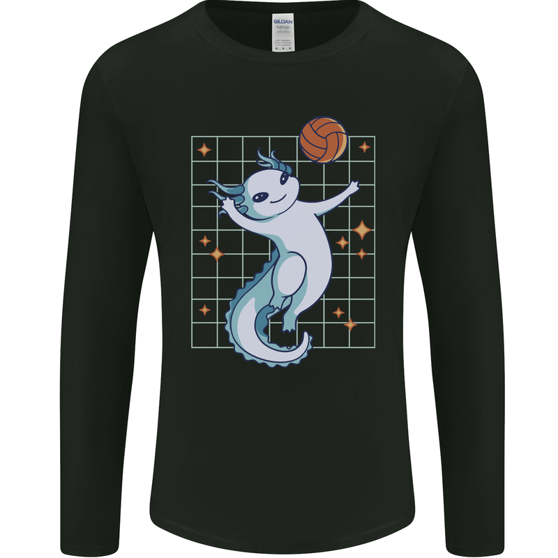 Axolotl Playing Volleyball Mens Long Sleeve T-Shirt Black