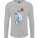 Axolotl Playing Volleyball Mens Long Sleeve T-Shirt Sports Grey