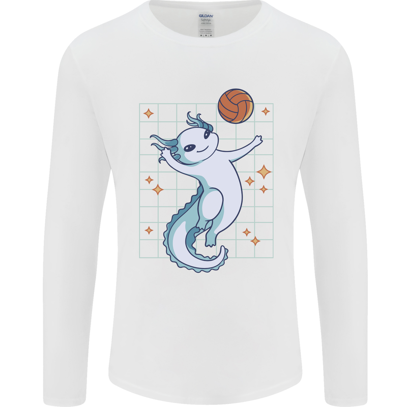 Axolotl Playing Volleyball Mens Long Sleeve T-Shirt White