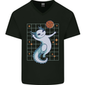 Axolotl Playing Volleyball Mens V-Neck Cotton T-Shirt Black