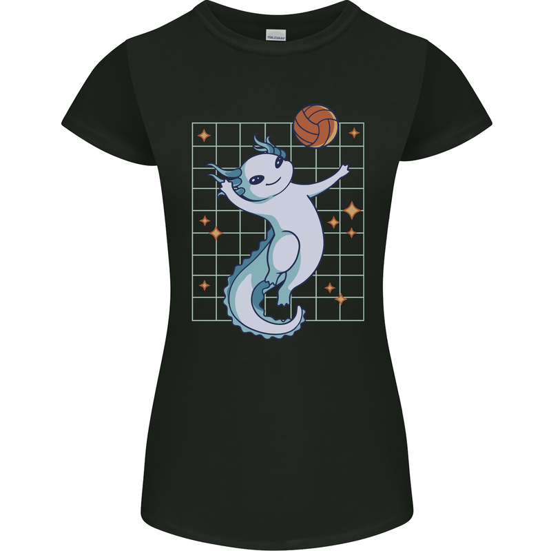 Axolotl Playing Volleyball Womens Petite Cut T-Shirt Black