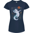 Axolotl Playing Volleyball Womens Petite Cut T-Shirt Navy Blue
