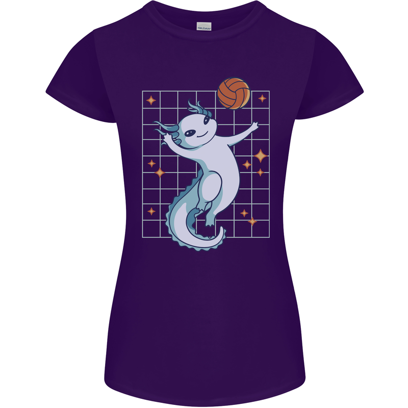 Axolotl Playing Volleyball Womens Petite Cut T-Shirt Purple