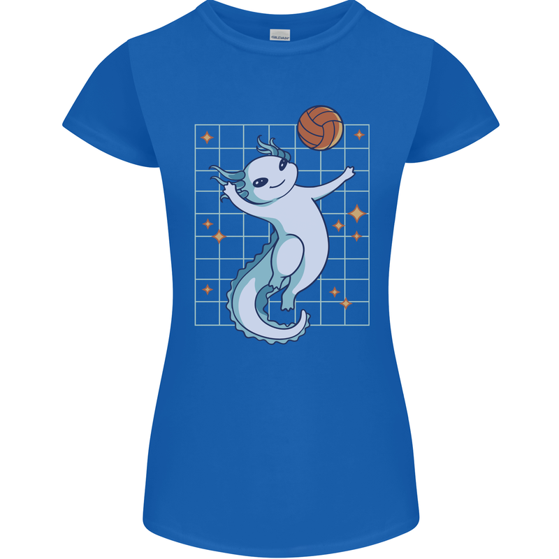 Axolotl Playing Volleyball Womens Petite Cut T-Shirt Royal Blue