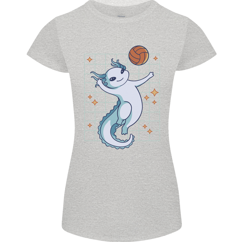 Axolotl Playing Volleyball Womens Petite Cut T-Shirt Sports Grey