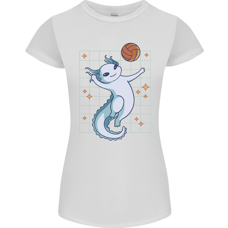 Axolotl Playing Volleyball Womens Petite Cut T-Shirt White