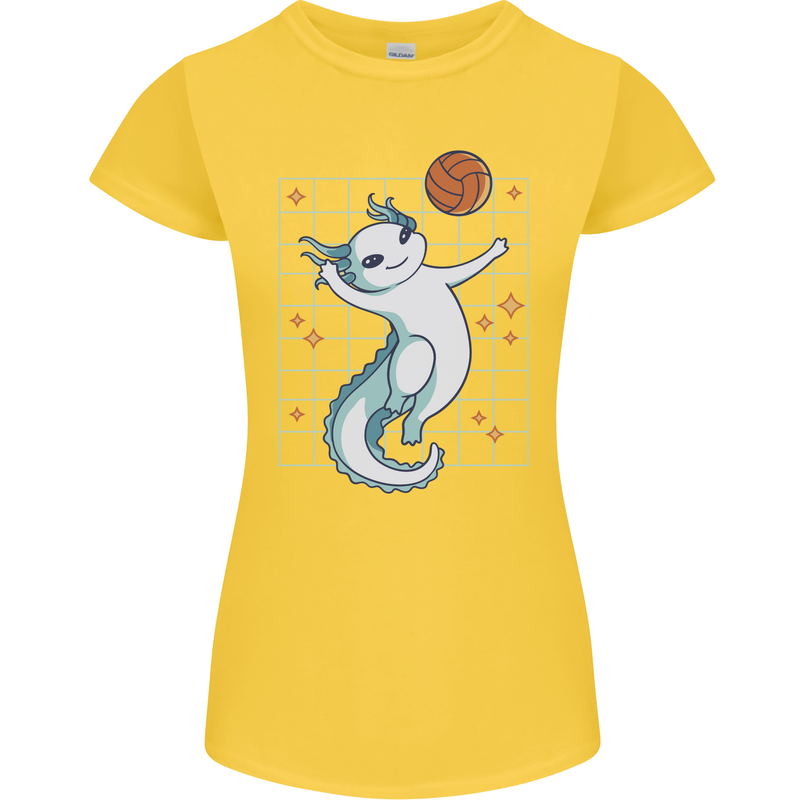 Axolotl Playing Volleyball Womens Petite Cut T-Shirt Yellow