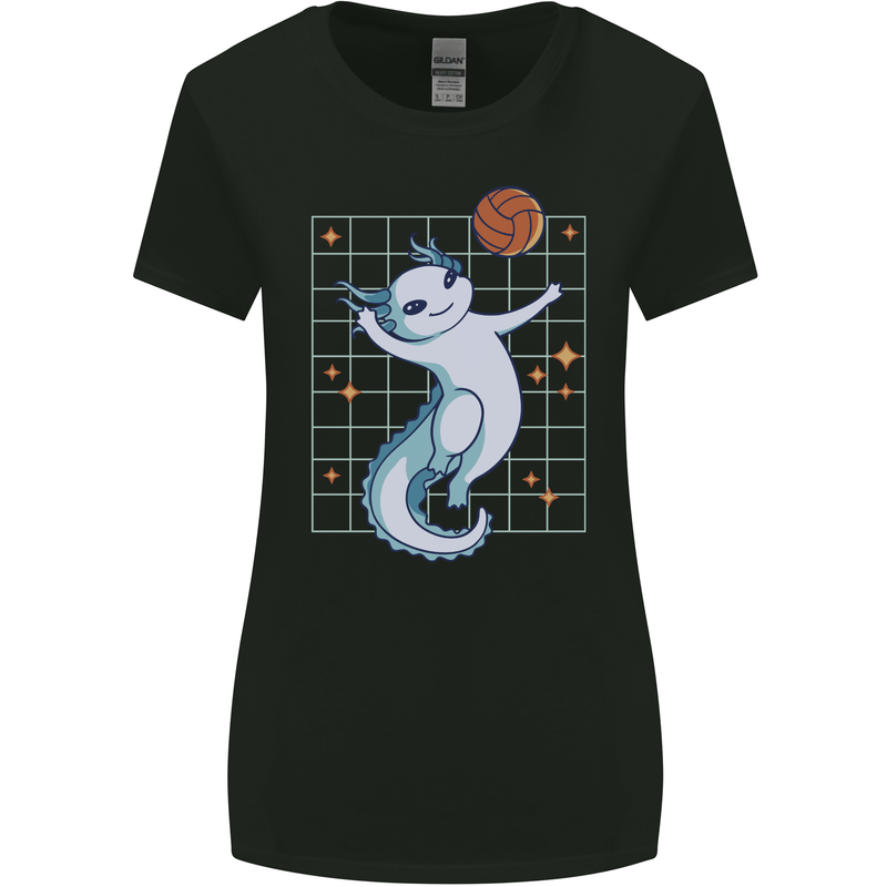 Axolotl Playing Volleyball Womens Wider Cut T-Shirt Black