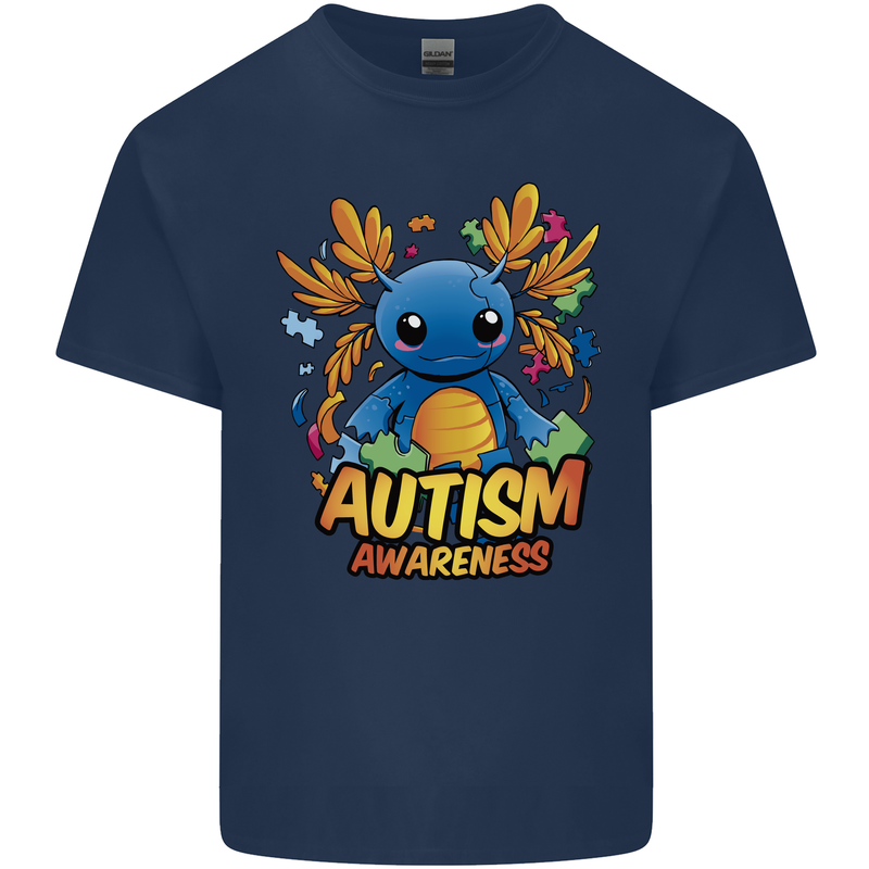 Axolottle Autism Awareness Autistic Kids T-Shirt Childrens Navy Blue