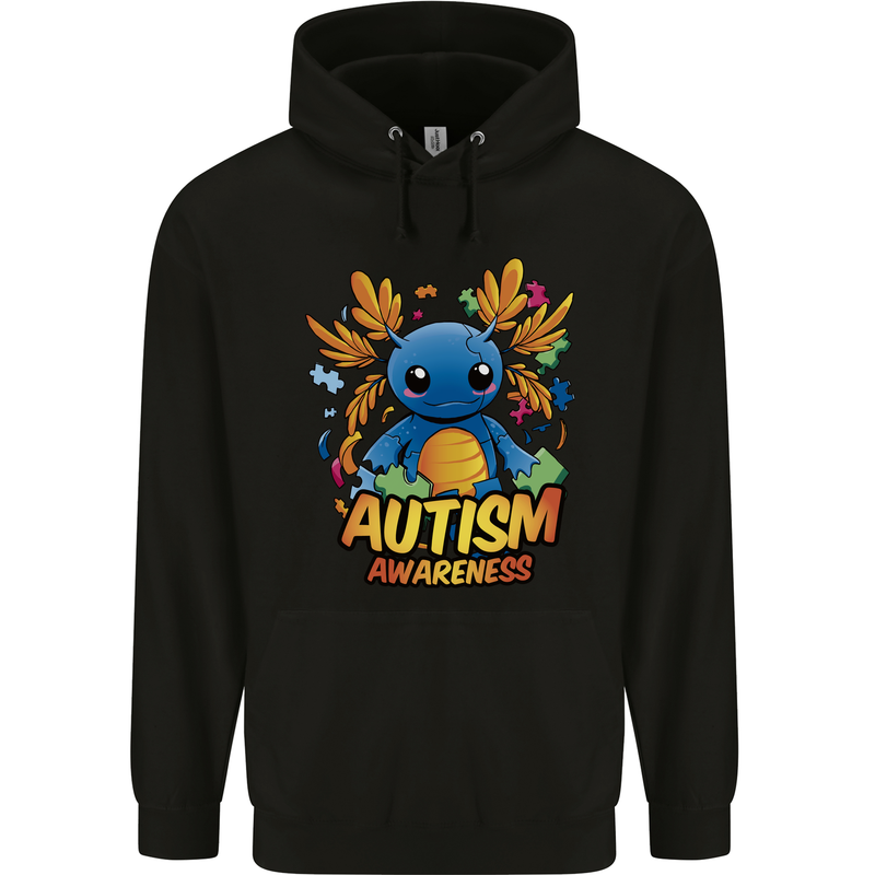 Axolottle Autism Awareness Autistic Mens 80% Cotton Hoodie Black