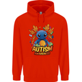 Axolottle Autism Awareness Autistic Mens 80% Cotton Hoodie Bright Red