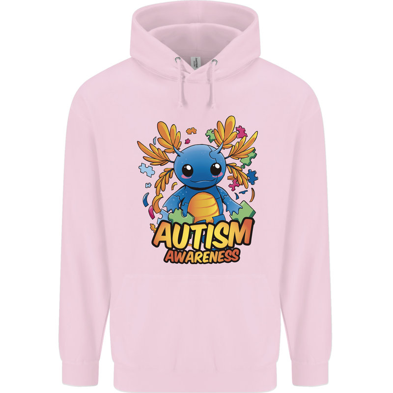 Axolottle Autism Awareness Autistic Mens 80% Cotton Hoodie Light Pink