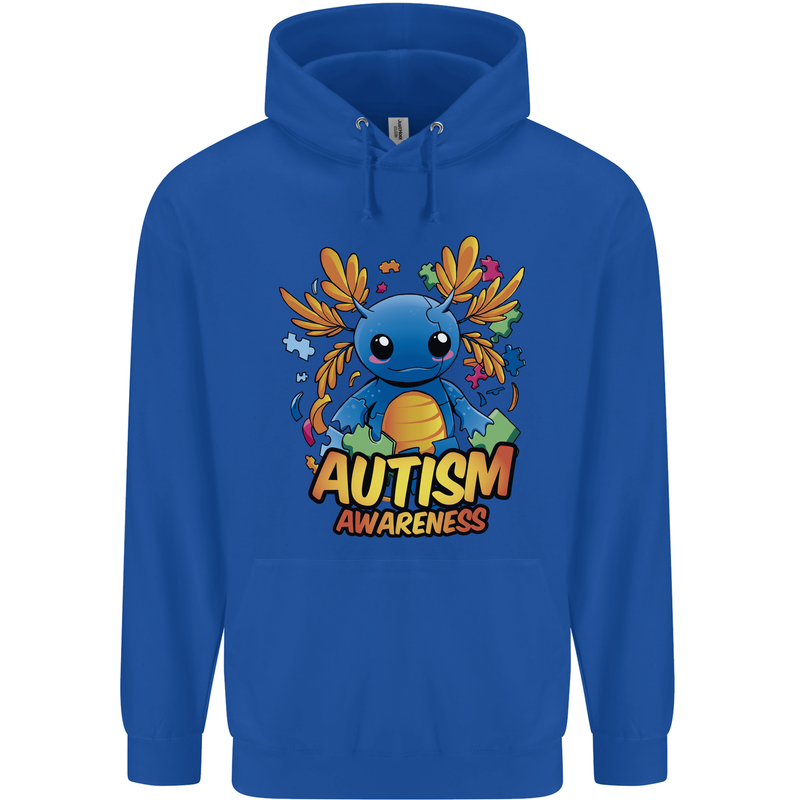 Axolottle Autism Awareness Autistic Mens 80% Cotton Hoodie Royal Blue
