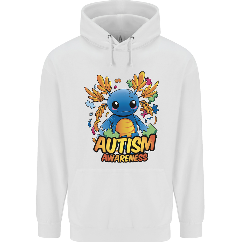 Axolottle Autism Awareness Autistic Mens 80% Cotton Hoodie White