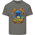 Axolottle Autism Awareness Autistic Mens Cotton T-Shirt Tee Top Charcoal