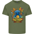 Axolottle Autism Awareness Autistic Mens Cotton T-Shirt Tee Top Military Green