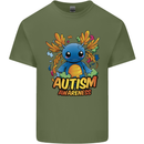 Axolottle Autism Awareness Autistic Mens Cotton T-Shirt Tee Top Military Green