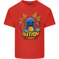 Axolottle Autism Awareness Autistic Mens Cotton T-Shirt Tee Top Red