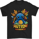 Axolottle Autism Awareness Autistic Mens T-Shirt 100% Cotton Black