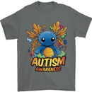Axolottle Autism Awareness Autistic Mens T-Shirt 100% Cotton Charcoal