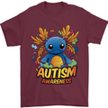 Axolottle Autism Awareness Autistic Mens T-Shirt 100% Cotton Maroon
