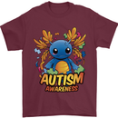 Axolottle Autism Awareness Autistic Mens T-Shirt 100% Cotton Maroon