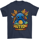 Axolottle Autism Awareness Autistic Mens T-Shirt 100% Cotton Navy Blue