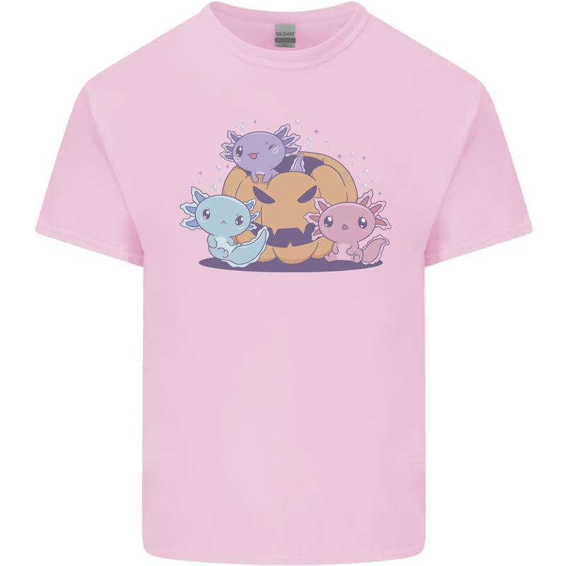 Axolottle Pumpkin Cute Halloween Kawaii Kids T-Shirt Childrens Light Pink
