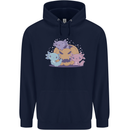 Axolottle Pumpkin Cute Halloween Kawaii Mens 80% Cotton Hoodie Navy Blue