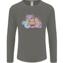 Axolottle Pumpkin Cute Halloween Kawaii Mens Long Sleeve T-Shirt Charcoal