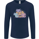 Axolottle Pumpkin Cute Halloween Kawaii Mens Long Sleeve T-Shirt Navy Blue